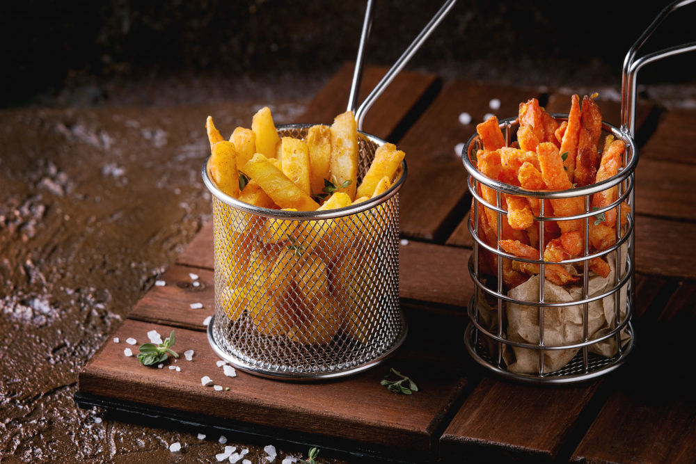Frites de pomme de terre + Frites de patate douce